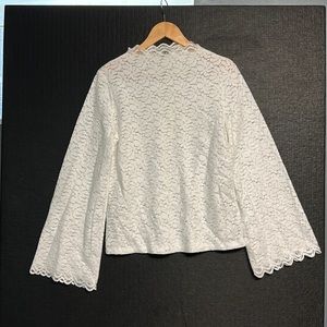 Banana Republic White Lace Turtleneck Sweater